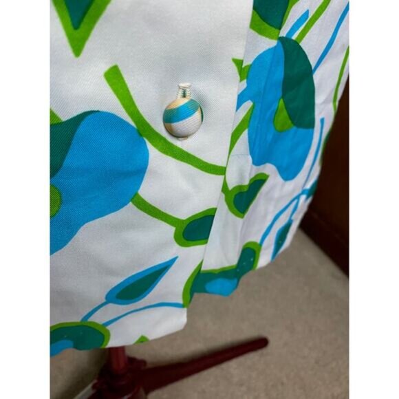 shirt dress floral vintage 1960s mod flower power white blue green - Picture 4 of 12